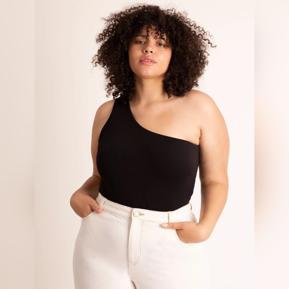 Eloquii One Shoulder Black Bodysuit 26/28